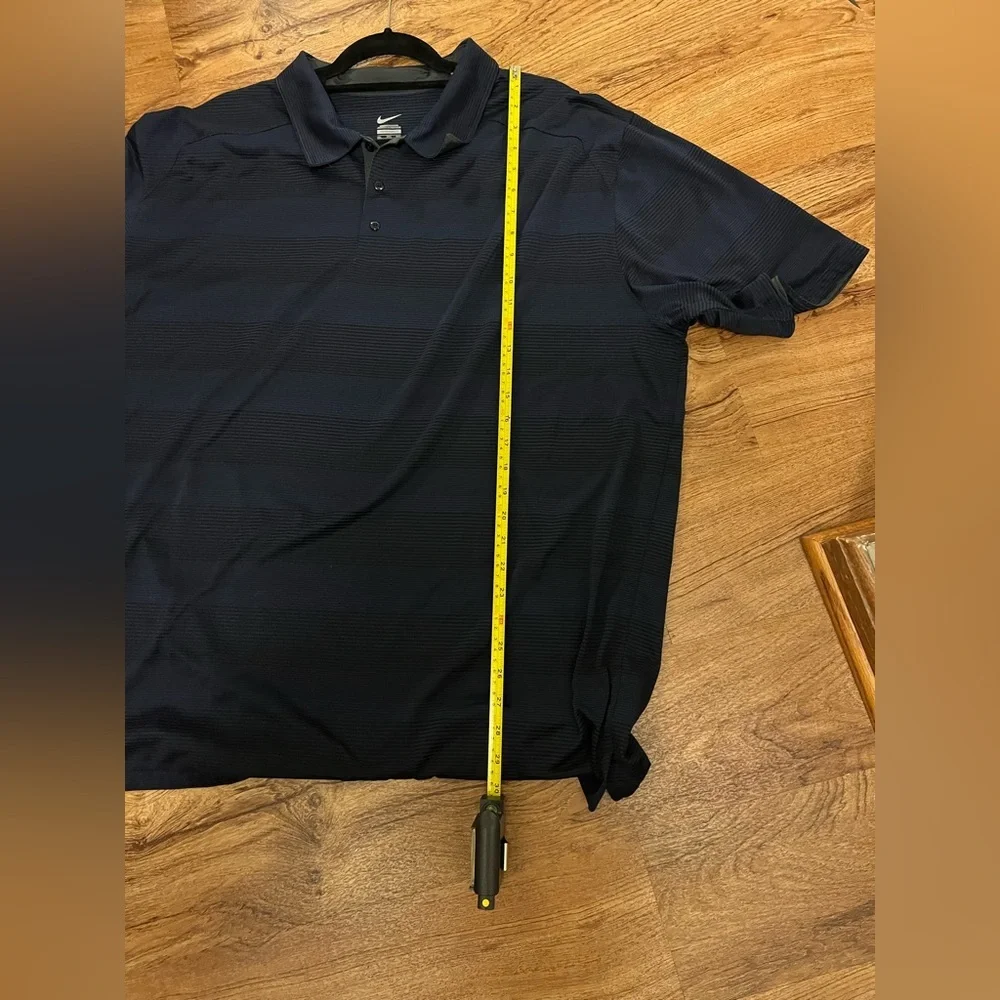 Nike Dri-Fit Polo Shirt Mens 3XL Tall (3XLT) Navy Striped Athletic Golf Casual